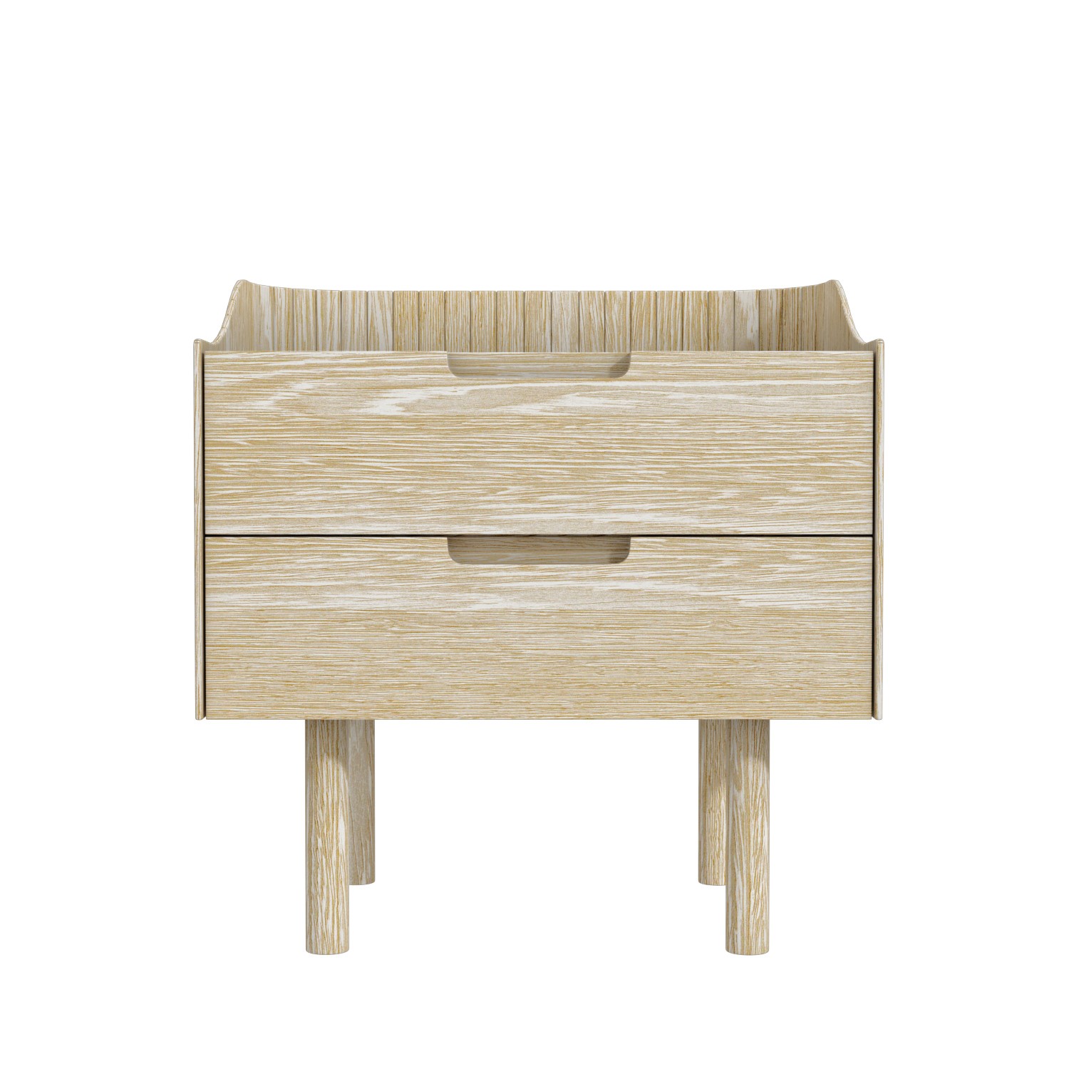 Read more about Light wood mid-century modern 2 drawer bedside table saskia